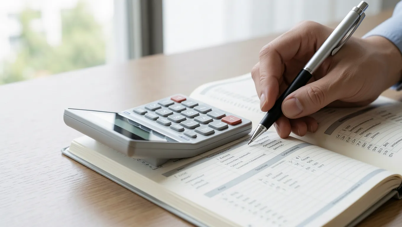 Person calculating debt repayment strategies in a notebook