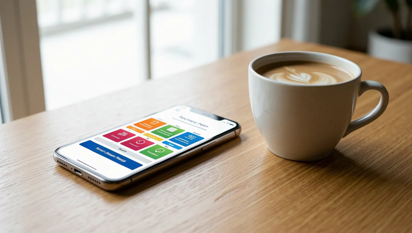 Smartphone showing micro-tasking apps on a desk