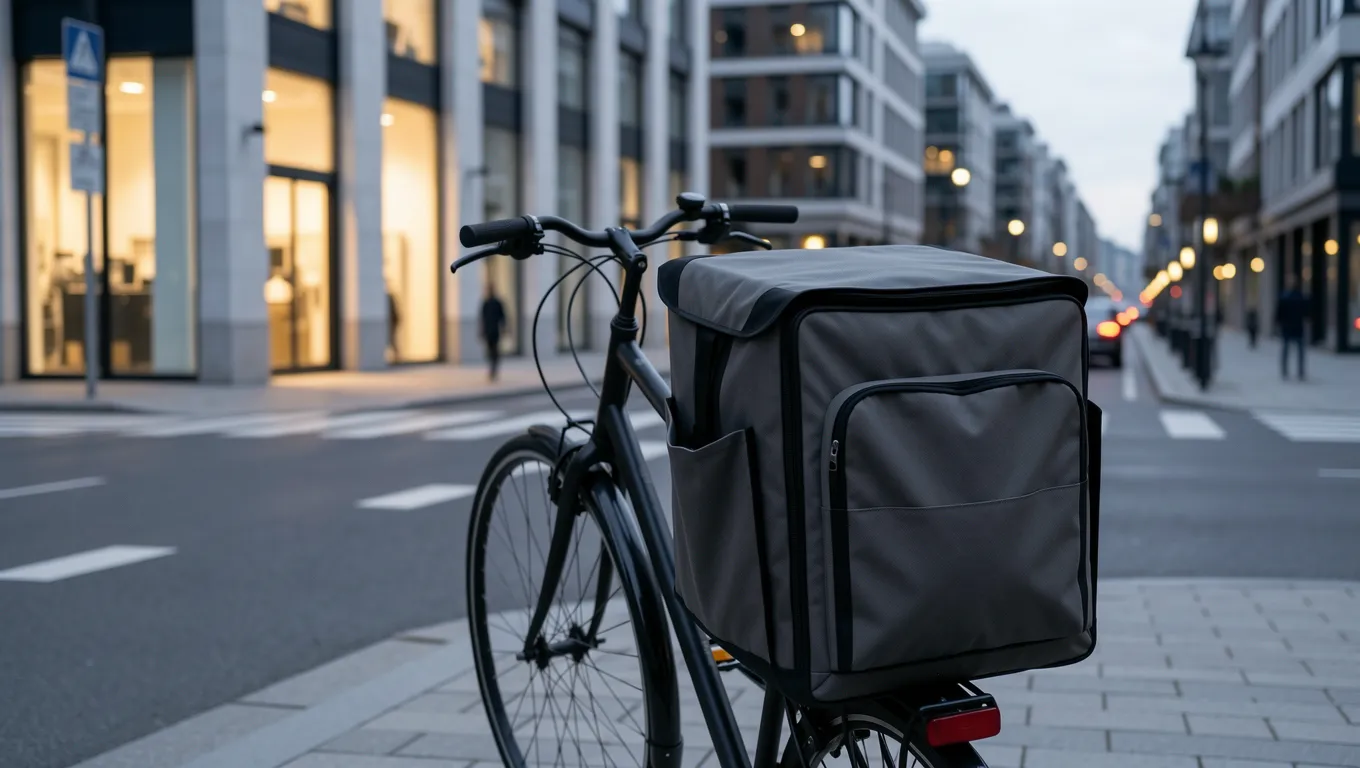 Delivery bag attached to a bicycle for gig work